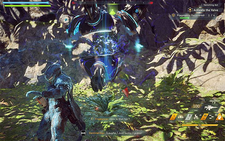 Spotkaj się na terenie fortu z komandorem Vuleem (Commander Vule), a następnie udaj się do baru żeby zainicjować rozmowę z Dax i Faye - Vanishing Act | Solucja do gry Anthem - Anthem - poradnik do gry