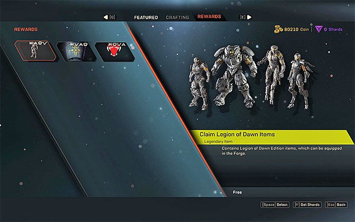 Po załadowaniu sklepu przejdź do ostatniej zakładki - Rewards - Jak odebrać nagrody z pre-ordera i Edycji Legion Świtu w Anthem? - Anthem - poradnik do gry