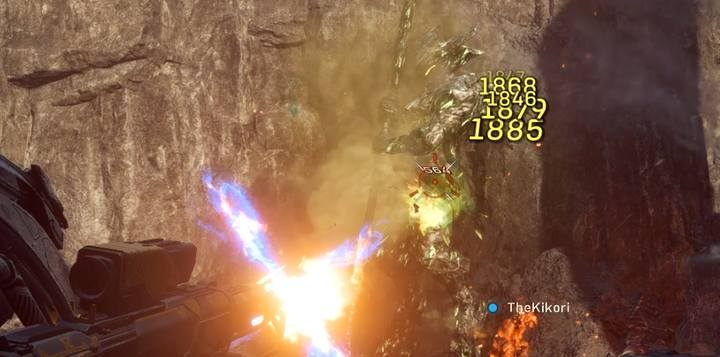 Słaby punkt znajduje się w pancerzu przeciwnika ulokowanym na wysokości pasa: zależnie od ruchów oponenta punkt ten może znajdować się z przodu, z boku lub z tyłu - Serce Furii (Heart of Rage) | Fortyfikacje w Anthem - Anthem - poradnik do gry