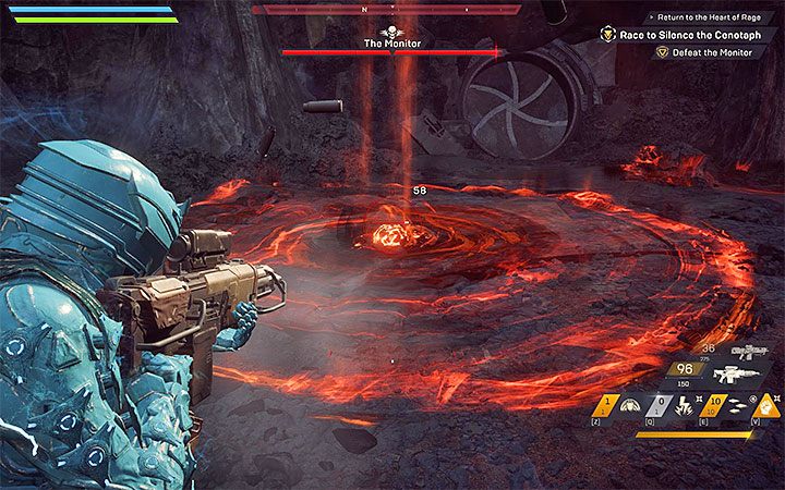 W pierwszej fazie pojedynku musisz radzić sobie z unikaniem obrażeń od ognia - Repairs and Inspiration; Return to the Heart of Rage | Solucja do gry Anthem - Anthem - poradnik do gry