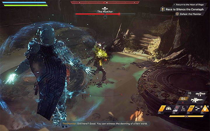 Do drugiej fazy pojedynku przystąpisz po tym jak Monitor straci około 1/3 paska zdrowia - Repairs and Inspiration; Return to the Heart of Rage | Solucja do gry Anthem - Anthem - poradnik do gry