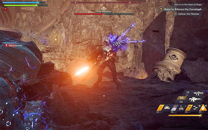 Do trzeciej fazy pojedynku przystąpisz po tym jak Monitor straci około połowy paska zdrowia - Repairs and Inspiration; Return to the Heart of Rage | Solucja do gry Anthem - Anthem - poradnik do gry