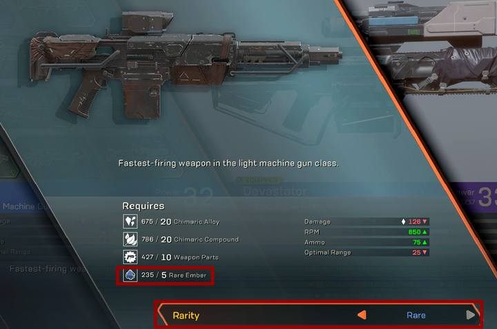 Zależnie od ustalonego poziomu rzadkości przedmiotu, taki typ Żaru musi zostać wykorzystany - Jak zdobywać Żar (ember)? - Crafting w Anthem - Anthem - poradnik do gry