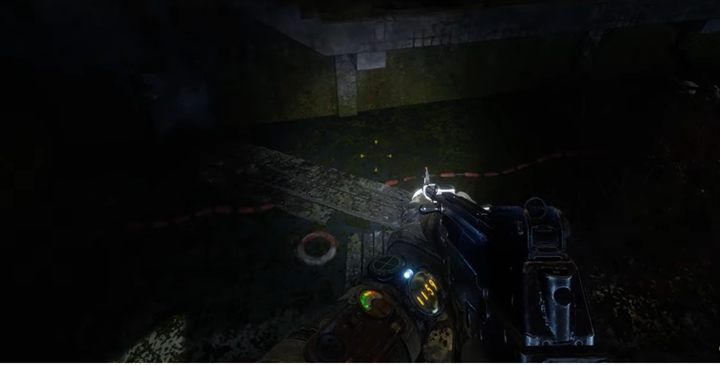 Idź na górę budynku, aż dojdziesz do pomieszczenia, gdzie zobaczysz deski pod sobą - Metro Exodus Sams Story: Tajne skrytki Nocnych Łowców (Night Hunters Stashes) - Metro Exodus - poradnik do gry