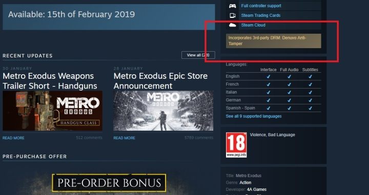 Kilkanaście dni przed premierą Metro Exodus fani gry dowiedzieli się, że najnowsza produkcja studia 4A Games będzie posiadać zabezpieczenie Denuvo - Metro Exodus: Denuvo - czy gra będzie je posiadać? - Metro Exodus - poradnik do gry