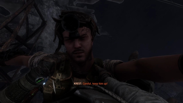 Po pokonaniu niedźwiedzia, zobaczysz scenkę z Olgą i lokalnymi mieszkańcami - Metro Exodus: Droga na tamę i spotkanie z Aloszą, Tajga - solucja - Metro Exodus - poradnik do gry