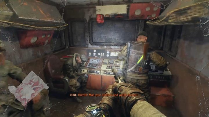 Na łodzi spotkasz kupca, który poddaje się - możesz ogłuszyć go lub zabić (zły uczynek, karma w dół) - Metro Exodus: Kradzież łodzi w porcie, Wołga - solucja - Metro Exodus - poradnik do gry