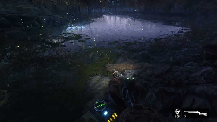 Podejdź teraz do drabinki na skałach i wejdź nią wyżej - Metro Exodus: Pierwszy kontakt z tubylcami, Tajga - solucja - Metro Exodus - poradnik do gry