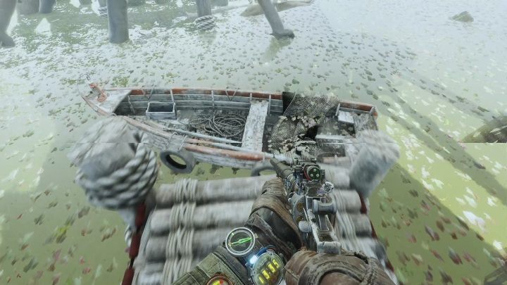 Po uruchomieniu dźwigni zejdź po cichu na sam dół i powoli kieruj się do łodzi - Metro Exodus: Kradzież łodzi i wizyta u Admirała, Tajga - solucja - Metro Exodus - poradnik do gry