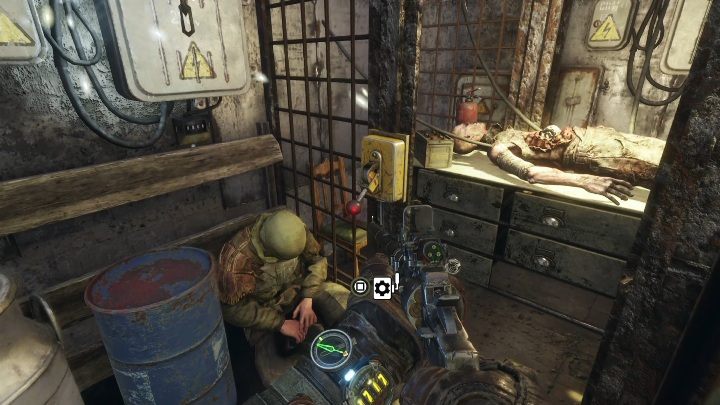 Dostaniesz się do pomieszczenia, w którym znajdują się dwa trupy - Metro Exodus: Kontroler ładowania baterii - gdzie znaleźć? - Metro Exodus - poradnik do gry
