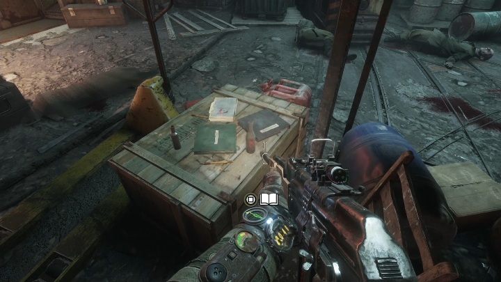 Lokalizacja: Wśród innych książek ułożonych na skrzynce znajduje się dziennik - Metro Exodus: Wiosna i Jamantau - Dzienniki i pocztówki, lista wszystkich - Metro Exodus - poradnik do gry