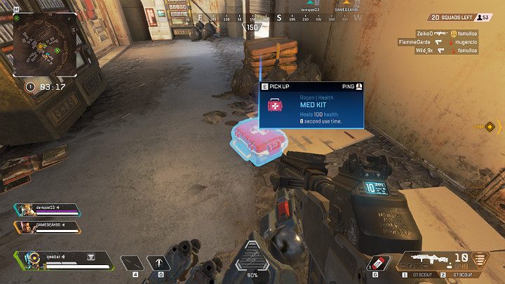 W grze Apex Legends możesz uzupełnić brakujące zdrowie na wiele sposób - Interfejs na ekranie w Apex Legends - Apex Legends - poradnik do gry