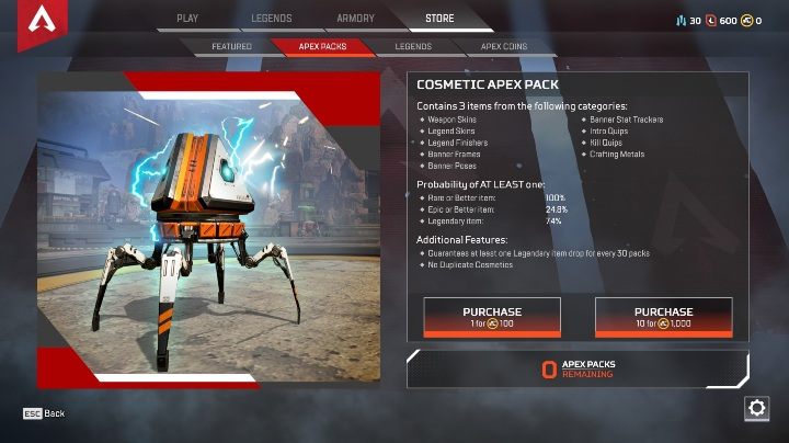 Monety Apex to waluta premium dostępna w grze, pozwalająca na zakup pakietów Apex - Waluty w grze - Mikrotransakcje - Apex Legends - poradnik do gry