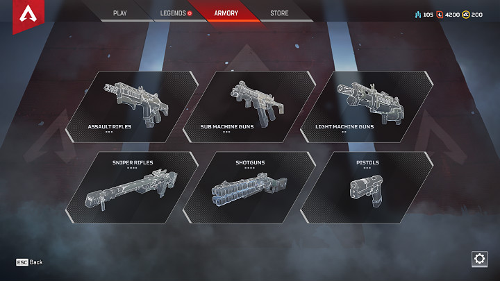 Skórki do broni zostały podzielone ze względu na rodzaj broni - Crafting i materiał rzemieślniczy - Mikrotransakcje - Apex Legends - poradnik do gry