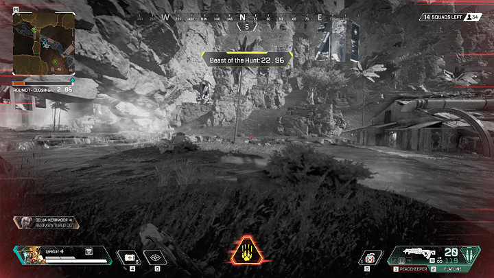 Po aktywacji, na pewien czas wzmacniasz zmysły Bloodhound dzięki czemu zyskujesz bonus do prędkości poruszania się i jesteś w stanie podświetlać potencjalne ofiary - Bloodhound - postacie w Apex Legends - Apex Legends - poradnik do gry