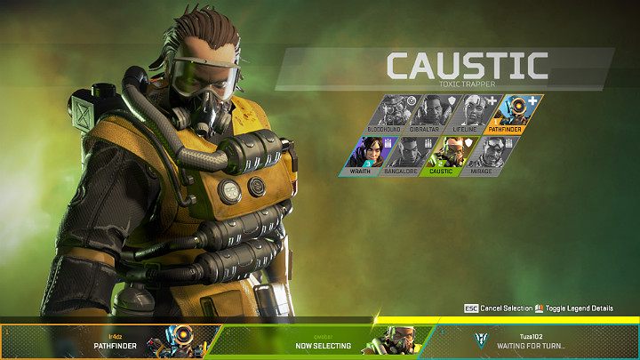 Caustic zalicza się do Legend defensywnych i nie wchodzi w skład Bohaterów podstawowych - Caustic - postacie w Apex Legends - Apex Legends - poradnik do gry