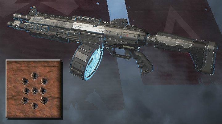 Powyższy screen prezentuje rozrzut pocisków EVA-8 AUTO - Strzelby w Apex Legends - Apex Legends - poradnik do gry