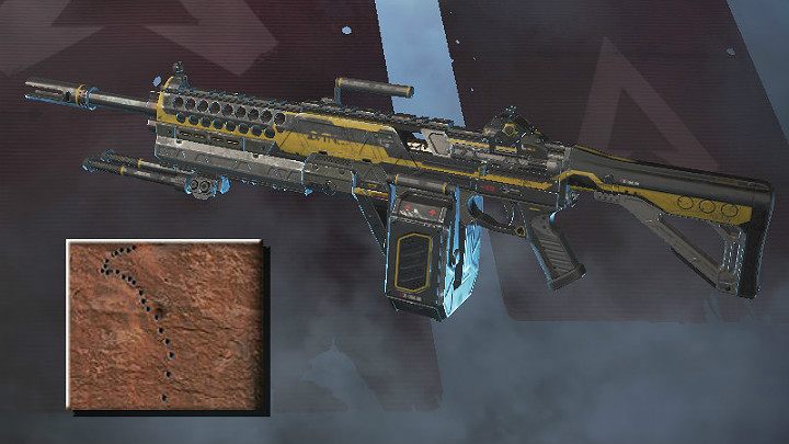 Na powyższym obrazku zaprezentowano rozrzut pocisków dla broni Devotion MLG ze średniego dystansu - Lekkie karabiny maszynowe w Apex Legends - Apex Legends - poradnik do gry