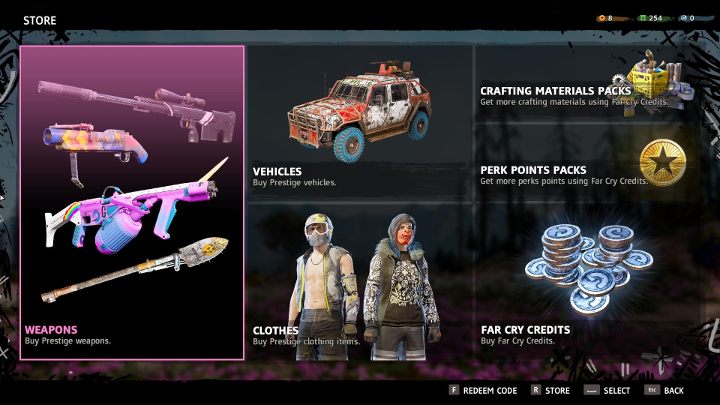 W specjalnym sklepie możesz wydać Far Cry Credits. - Czy w grze są mikropłatności? - Far Cry New Dawn - poradnik do gry
