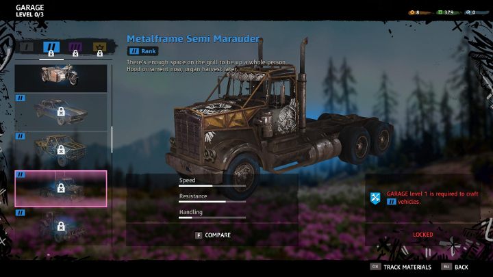 W garażu możesz tworzyć nowe pojazdy. - Crafting w Far Cry New Dawn - Far Cry New Dawn - poradnik do gry
