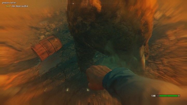 Po obniżeniu zdrowia bossa do bardzo niskiej wartości, otrzymasz nadludzką siłę, a bohater automatycznie przełączy się na walkę wręcz - Sekret Josepha | Solucja Far Cry New Dawn - Far Cry New Dawn - poradnik do gry