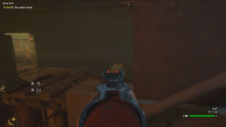 Skorzystaj z niebieskiej drabiny i kieruj się w stronę znacznika misji - Głębokie wody | Zadania specjalistów w Far Cry New Dawn - Far Cry New Dawn - poradnik do gry