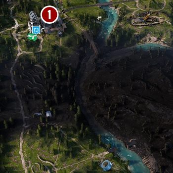 Punkt do przyrównania zdjęcia znajduje się nieopodal drogi, od której odchodzi wjazd do Rafinerii - Tysiąc słów | Zadania poboczne w Far Cry New Dawn - Far Cry New Dawn - poradnik do gry