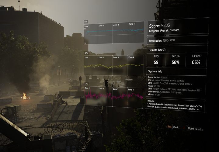 Gra posiada wbudowany benchmark. - Optymalizacja i opcje graficzne The Division 2 - The Division 2 - poradnik do gry