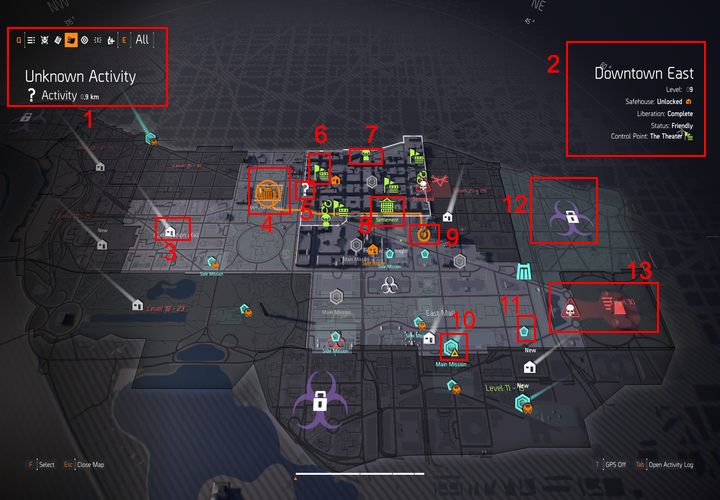 Zdjęcie przedstawia ekran mapy w grze. - Interfejs Division 2 - The Division 2 - poradnik do gry