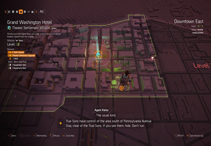 Misje główne dla osady są odpowiednio oznaczone. - Osady w The Division 2 - The Division 2 - poradnik do gry