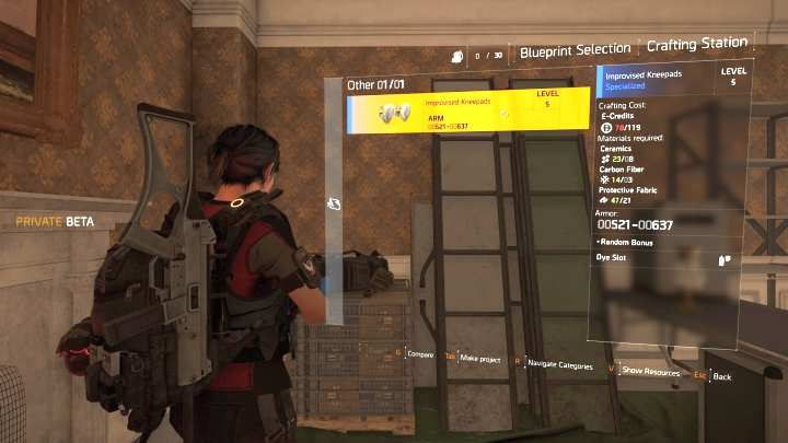 Ekran tworzenia przedmiotów. - Crafting | Podstawy gry w The Division 2 - The Division 2 - poradnik do gry