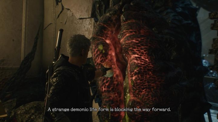 Na prawo od schodów znajdziesz Uwerturę, którą możesz podnieść jeśli masz miejsce w ekwipunku - Misja 02 - Klifot - Solucja Devil May Cry 5 - Devil May Cry 5 - poradnik do gry