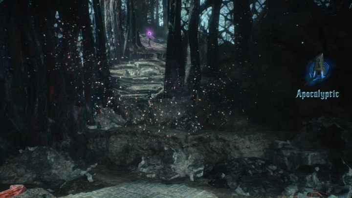 Zniszcz wrogów, którzy zaatakują cię, a następnie skręć do korytarza w którym znajdziesz fragment fioletowej kuli - Misja 12 - Yamato - Solucja Devil May Cry 5 - Devil May Cry 5 - poradnik do gry