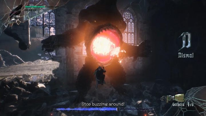 Po chwili, wróg zniszczy most i traficie do budynku - Goliat - Boss w Devil May Cry 5 - Devil May Cry 5 - poradnik do gry