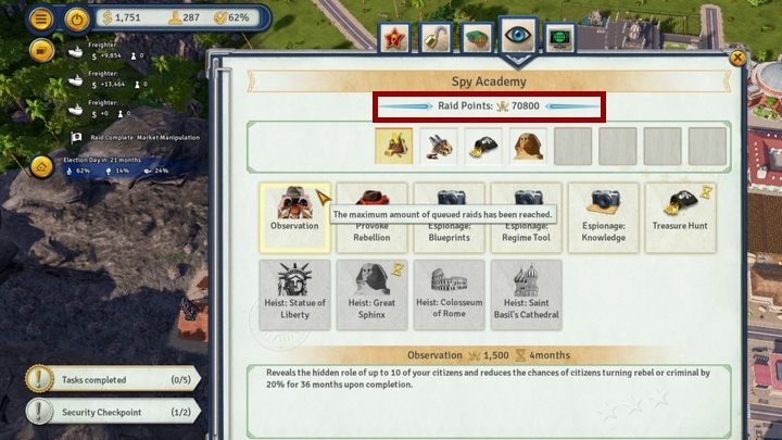 Ilość zgromadzonych punktów rajdu. - Nowości w Tropico 6 - Tropico 6 - poradnik do gry