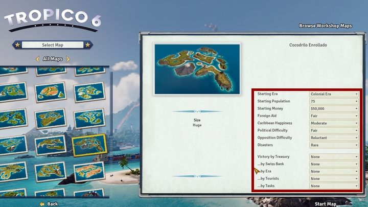 Możesz jednak zdecydować się także na stworzenie losowej mapy - Informacje ogólne o wyspach w Tropico 6 - Tropico 6 - poradnik do gry