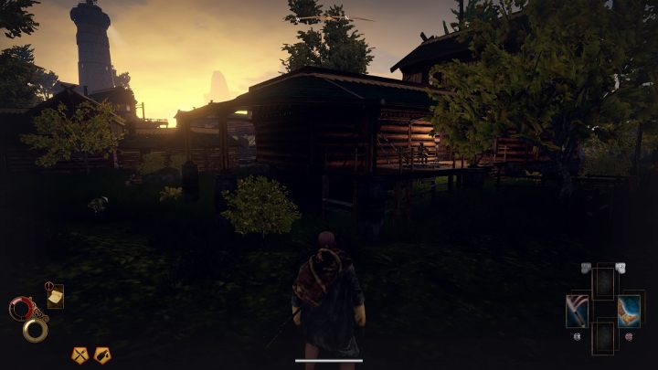 Broń Pitchfork leży obok karczmy. - Jakie są najlepsze bronie na start w Outward? - Outward - poradnik do gry