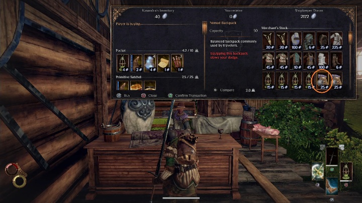 Nowy plecak możesz zakupić za 25 srebra u sprzedawcy w mieście - Shopkeeper Doran - Jak zdobyć lepszy plecak w Outward? - Outward - poradnik do gry