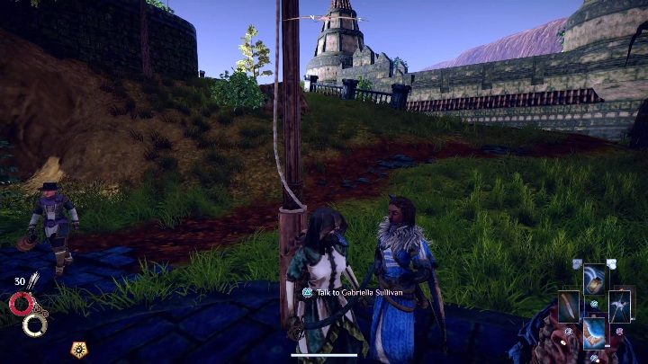 Gabriella Sullivan stoi przy latarni wraz ze swoim pupilem - Looking to the Future - Solucja Outward - Outward - poradnik do gry