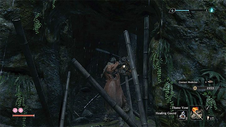 Przepłyń pod mostem i złap się znajdującego się za nim wystającego konara (obrazek 1) - Mglisty kruk | Narzędzia protezy w Sekiro Shadows Die Twice - Sekiro Shadows Die Twice - poradnik do gry