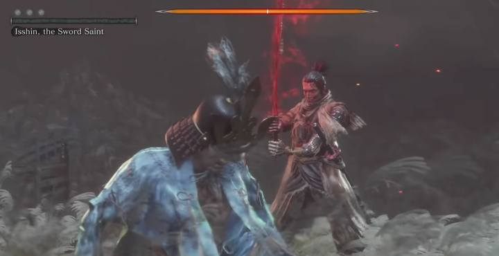 Gdy pokonany boss klęczy, nie zapomnij o zadaniu mu ciosu specjalnego. - Genichiro & Isshin, the Sword Saint - Boss w Sekiro Shadow Die Twice - Sekiro Shadows Die Twice - poradnik do gry