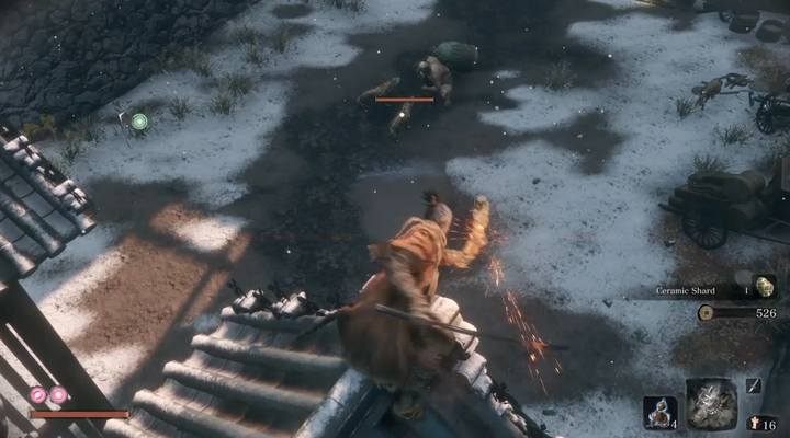 Za mostem znajdziesz dużego przeciwnika z dzwonem na plecach - Kramarz z lochu | Handlarze w Sekiro Shadows Die Twice - Sekiro Shadows Die Twice - poradnik do gry