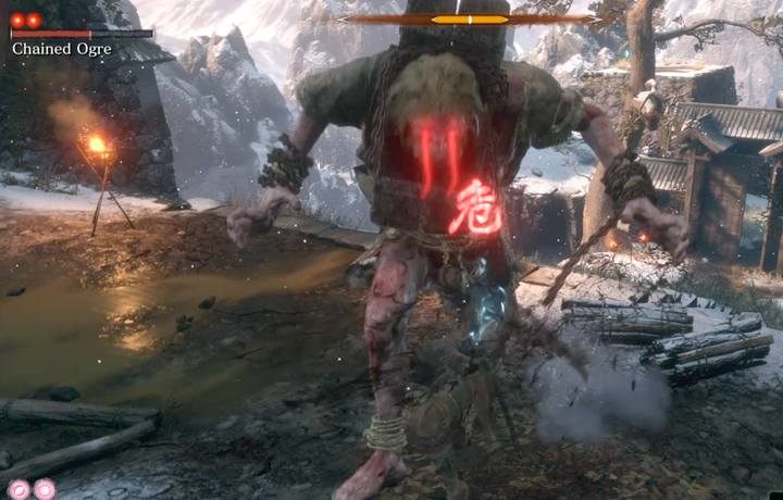 Atak pochwycenia, gdy posiadasz mało zdrowia, może zakończyć się twoją śmiercią - Skuty ogr | Boss w Sekiro Shadows Die Twice - Sekiro Shadows Die Twice - poradnik do gry