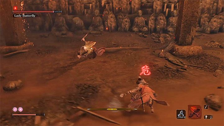Jednym z częstszych ataków Lady Butterfly są szybkie ciosy wyprowadzane w walce wręcz - Pani Motyl (Lady Butterfly) | Boss w Sekiro Shadows Die Twice - Sekiro Shadows Die Twice - poradnik do gry