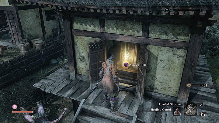 Zajmij się zbadaniem bocznych obszarów, a konkretnie tego z obrazka 1 gdzie można podsłuchać rozmowy kolejnych przeciwników - Wmontowany topór | Narzędzia protezy w Sekiro Shadows Die Twice - Sekiro Shadows Die Twice - poradnik do gry