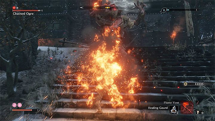 Działanie dyszy ogniowej polega na zadawaniu obrażeń od ognia i podpalaniu wrogów dzięki ognistym pociskom krótkiego zasięgu - Dysza ogniowa | Narzędzia protezy w Sekiro Shadows Die Twice - Sekiro Shadows Die Twice - poradnik do gry