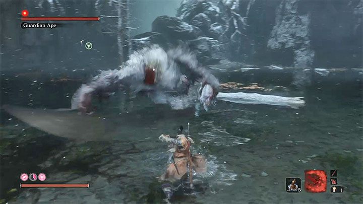 Druga faza pojedynku rozpocznie się kilka sekund po zakończeniu pierwszej - Małpi Strażnik w Zatopionej Dolinie | Boss w Sekiro Shadows Die Twice - Sekiro Shadows Die Twice - poradnik do gry