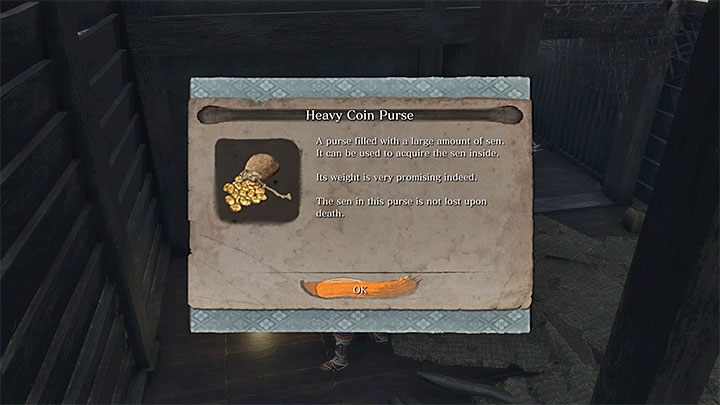 Sakiewki (Coin Purse) możesz w Sekiro odnajdywać w świecie gry lub kupować u handlarzy - Porady na start w Sekiro Shadows Die Twice - Sekiro Shadows Die Twice - poradnik do gry