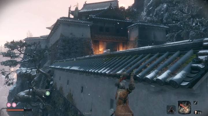 Od ostatniego punku kontrolnego kieruj się w górę zamków; możesz omijać wrogów -arena walki z bossem jest obszarem zamkniętym - Płonący byk | Boss w Sekiro Shadows Die Twice - Sekiro Shadows Die Twice - poradnik do gry