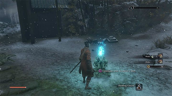 Na głównym dziedzińcu świątyni znajduje się pierwszy posążek rzeźbiarza (Sculptors Idol) - Zaniedbana Świątynia | Solucja Sekiro Shadows Die Twice - Sekiro Shadows Die Twice - poradnik do gry